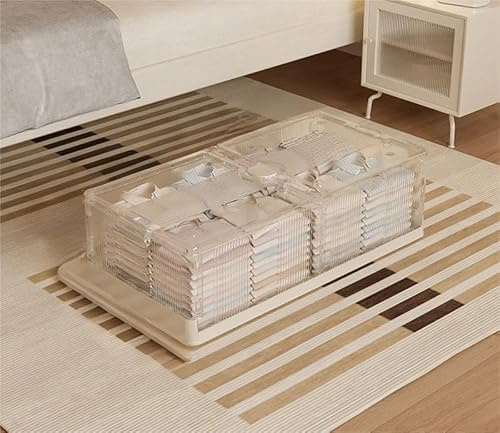 2 Stück 125 L Unterbett Aufbewahrungsbox Mit Deckel, Unterbettkommode Mit Rollen, Aufbewahrungsboxen Unter Dem Bett, Unterbett-AufbewahrungsbehäLter für Kleidung, Schuhe Und Bettdecken, 100x50x25CM