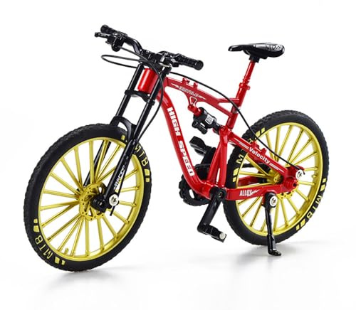 JACKANNA Finger Fahrrad Modell Deko,Simulations Miniatur Fahrrad-Legierung Modell - Metall Mountainbike Downhill Rennmodell, Detailliertes Spielzeugauto für Kinder, Sammlermodell (Rotes Legierungs)