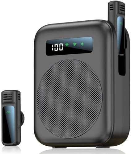 2025 nuovo rilascio amplificatore vocale con microfoni lavalier, amplificatore vocale wireless per insegnanti, ricaricabile portatile mini altoparlante con microfono a clip senza fili