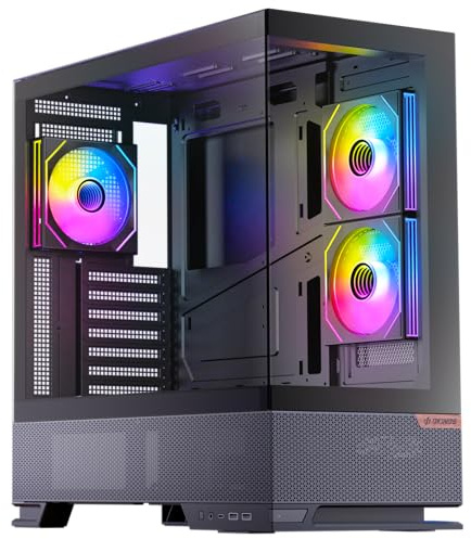 Okinos Aqua 6 Infinity, ATX PC Case, 3 × 120mm Infinity ARGB PWM Fans Pre-Installed, 360mm Radiator Support, Floating Design, 10Gbps Type-C Port, Computer case with Panoramic View Tempered Glass