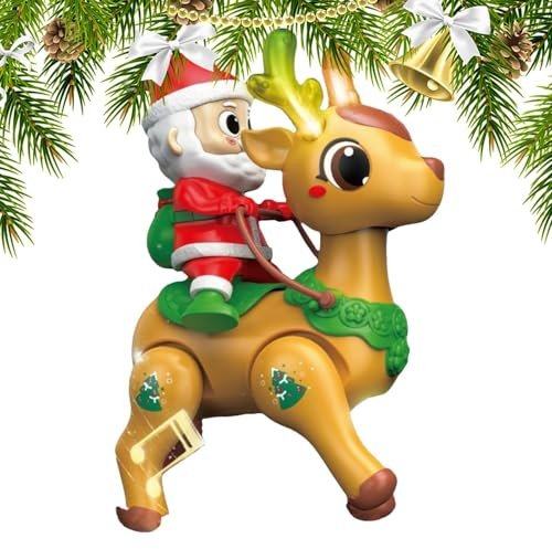 Vibhgtf Krabbelspielzeug für Babys – singender Weihnachtsmann mit Lichtern | Lernmusikspielzeug für die frühe Entwicklung, Krabbel- und Koordinationshilfe für Kleinkinder