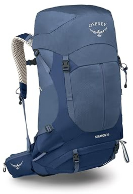 Osprey STRATOS 36L Herren Wanderrucksack - Leichter Rucksack mit wasserdichtem Regenschutz - Campingtasche, Nirvana Blau