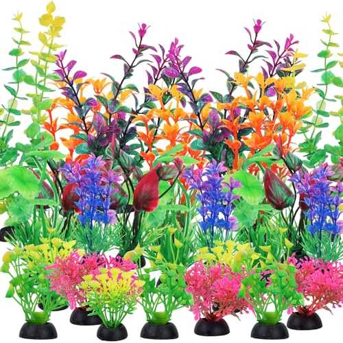 Aquarium Decorations Plants, 25pcs Aquarium Decor Plants, Colorful Artificial Fish Tank Plants Decorations Fish Tank Plants for Aquariums for Household and Office Aquarium Simulation, Small to Large