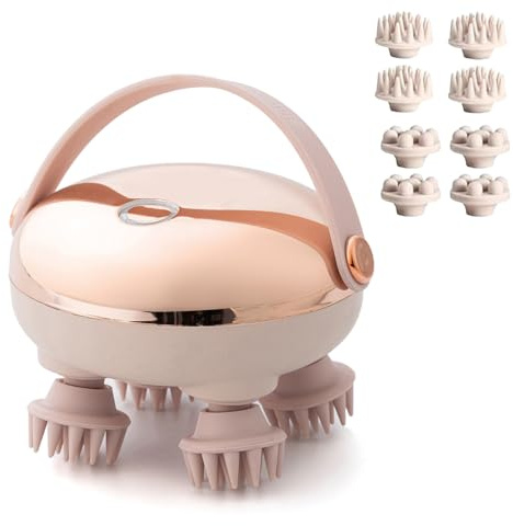 Kopfmassage elektrisch, Kopfhaut-Massagegerät IPX7 wasserdicht und 3 Massagemodi, handliches Kopfmassagegerät für Entspannung, Tiefenreinigung,Körper-Massagegerät für Stressabbau, Geschenk (Roségold)