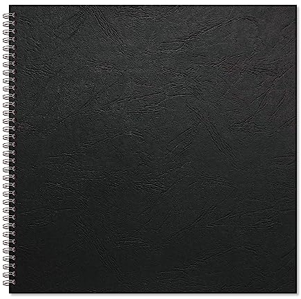 RHINO XL Hardback Scrapbook (12x12, 30x30cm), 40 Pages of Plain Black Sugar Paper, 1-Pack - Ideal for Scrapbooking, Cuttings & Craft