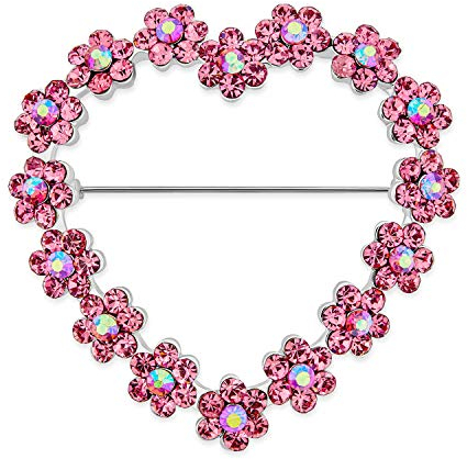 Romantische Hochzeit Ferien Rosa Glitzernden Kristall Bräutigam Mode Große Erklärung Offenes Herz Geformt Blume Brosche Pin Für Frauen Rhodium Vergoldet Legierung