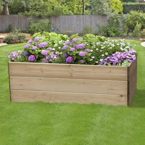 Greena Rectangular Timber Raised Garden Planters For Outdoor Plants Vegetables Herbs Flowers Renewable Scandinavian Pine Pressure Treated For Long Product Life Made in the UK 60(W)cmx120(L)cmx45(H)cm