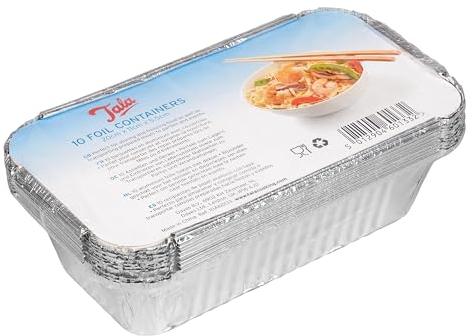 Tala 10A60133 Heavy Duty Foil Containers with Lids, Silver, 20cm x 11cm