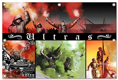 Ultras Pyro Bunte Collage Bild auf PVC Plane/PVC Banner inkl Ösen, Maße: 120x80 cm