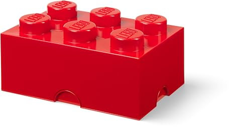 Room Copenhagen, LEGO Storage Brick 6 Stud Brick Box Stackable Storage Containers - Decorative Organizational Building Blocks for Kid's Toys and Accessories - 14.7 x 9.8 x 7.1 in. (Bright Red)