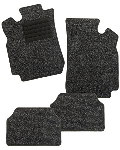 CarFashion BasicRips B02 | Auto Fussmatte in schwarz meliert | Automatte | schwarzer Trittschutz | Schwarze Hochglanz Kettelung | Auto Fussmatten Set ohne Mattenhalter