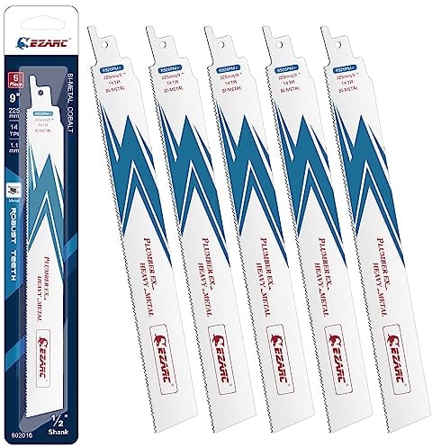 EZARC Lame de scie sabre pour la Coupe de Métal Lourd 225mm 14TPI R926PM+ (5-Pack)