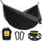 Wise Owl Outfitters Hängematte - Outdoor Hängematte für 2 Personen - Ultraleichte Reisehängematte - Belastbar bis 226 kg - Camping Zubehör - Inkl. Aufhängung u. Karabiner (Schwarz und Grau)