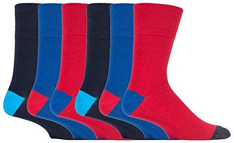 Gentle Grip - 6 Paires Chaussettes Homme Coton Sans Elastiques Confort Diabetique de Couleur Fantaisie, 39-45, 46-50 Eur (39-45 eur, MGG560)