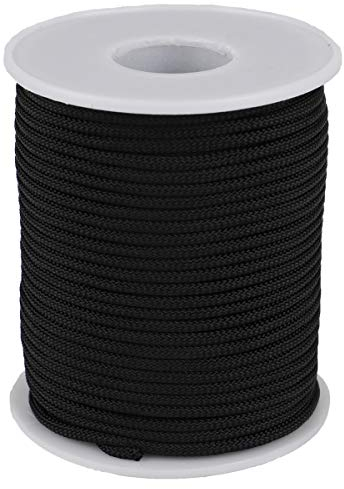Cordel de Nailon para Collar Pulsera Fabricación de Joyas Accesorios para Manualidades (2mm-98feet, Negro)
