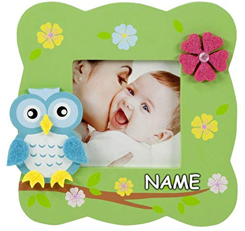 goldbuch personalisiert mit Name - 10704 Bilderrahmen Kleine Eule, Format 7,6 x 7,6 cm, grün