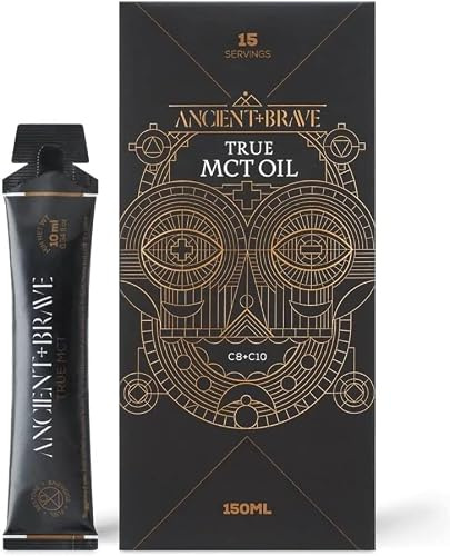 Ancient + Brave True MCT Oil | 150ml | 15 Sobres Monodosis | Aceite MCT | Aceite MCT, mezcla 60/40 de MCT C8 y C10, 100% extraído de Coco, energía Constante, sabor neutro, ideal pre entrenamiento