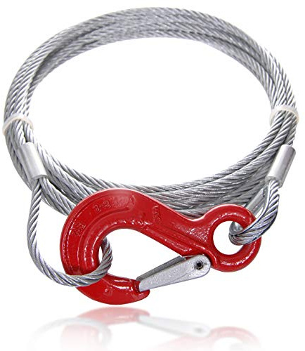 Drahtseile24 Stahlseil mit Haken und Öse – Anschlagseil mit Haken & Schlaufe, Forstseil | 5mm – 14mm | 2m – 100m | Ø6mm / 400kg Nutzlast | 10m