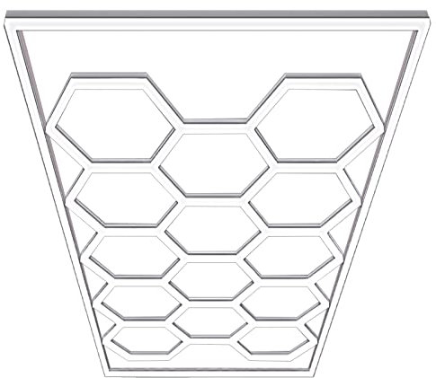 GOSLARLIT Hexagon Led Garage Light,15 Hexagonal Grid Shop Lights for Garage/Workshop Autoshop with White Border, IP54 2 Year Warranty AC 100-240V(15.88 fts x 7.98 fts)