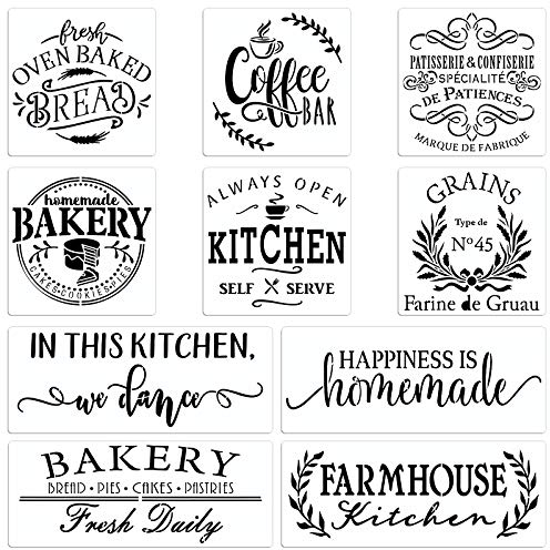 PARBEE Bauernhaus-Küchen-Stencils, 10 Set Schablonen für Holzschilder, DIY Wanddekoration, Wiederverwendbare Vorlagen
