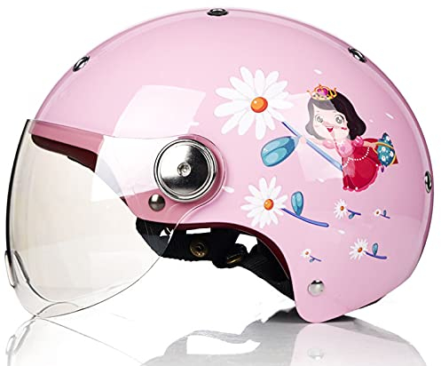Jet-Helm mit Visier Retro Pilot-Helm Roller-Helm für Frauen und Herren im Vintage-Look, Motorrad-Helm, Qualität nach ECE-Norm,Rosa,XL