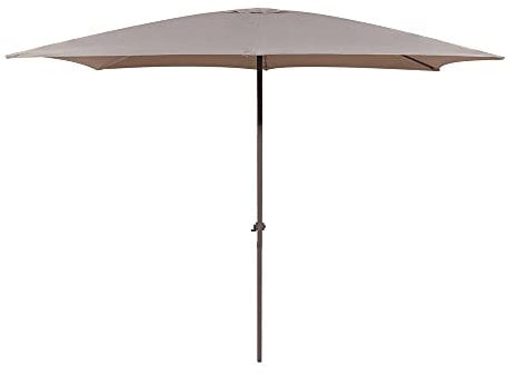 LOLAhome Parasol fijo +RESISTENTE de 200x300 cm, Topo, mástil Ø38 mm de aluminio Marrón, con Antiviento y Manivela, Elegante y Duradero, tratamiento Anti-corrosión, Para Exterior, Jardín - Tessa