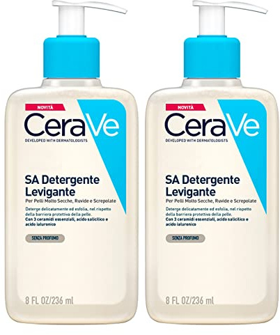 2 x Wachs-Sa-Reinigungsmittel, sehr trocken, rohe und rissige Haut, Peeling-Wirkung mit Salicylsäure Harnstoff und 3 essentiellen Keramiden, 2 Flaschen je 236 ml