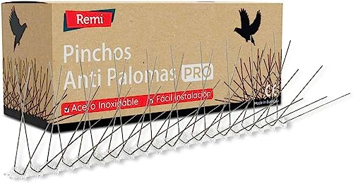 Remi Hogar Pinchos Anti Palomas de 3 Metros | 6 Hileras Puas Anti Aves de 50 cm | Ahuyenta Pajaros de Acero Inoxidable | CE