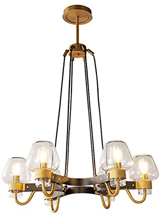Lujo Ligero Sputnik Candelabro Retro Burbuja Vaso Pantalla De Lámpara Colgante De Luz E14 Base Ajustable Altura Lámpara De Techo Accesorio Para Comedor Sala-Bronce negro y dorado 65x90cm