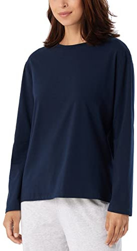 Schiesser Damen Schlafshirt langarm Baumwolle - Mix + Relax, dunkelblau_179273, 44
