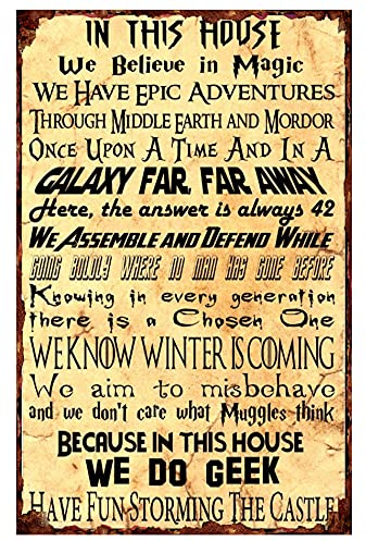 Lustiges Metall-Blechschild im Vintage-Stil, Aufschrift In This House We Do Geek, 20,3 x 30,5 cm, Poster, Wanddekoration, Zuhause, Büro, Bar, Garage, Café, Hotel, Man Cave Club
