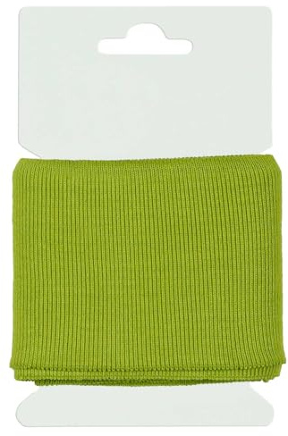 Cuff Bündchen Öko-Tex 135x7cm Strickbündchen Baumwolle in 50 Farben erhältlich, Farbe:030 - limettengrün