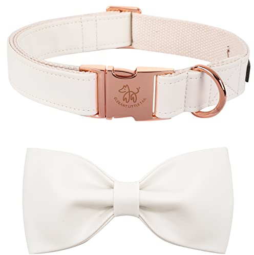 Elegant little tail Hundehalsband mit Schleife - Weiß Hundehalsband mit Schleife Premium-Halsband Mädchen Jungen Hundehalsband Niedliches Hundehalsband für mittelgroße Hunde