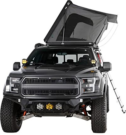 Overland Vehicle Systems HD Sidewinder Side Load Aluminium-Hartschalen-Dachzelt, grauer Körper und grüner Rand, Premium-280 g Ripstop-wasserdichter Zeltkörper – Dachzelt für 2 bis 3 Personen