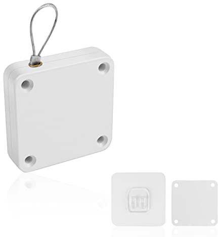 KINHARD White Automatischer Türschließer, Türschliesser Ohne Bohren, Automatischer Türschließer mit 1,2m Langer Zugschnur, Verwendbar für Alle Arten von Aluminiumtüren, Holztüren, Schiebetüren