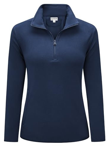 33,000ft Damen Fleece Pullover mit Halbreißverschluss Fleeceshirt Winter Warm Ski-Pullover Microfleece Atmungsaktiv Fleecepulli für Reisen Wandern Skifahren Dunkelblau 40