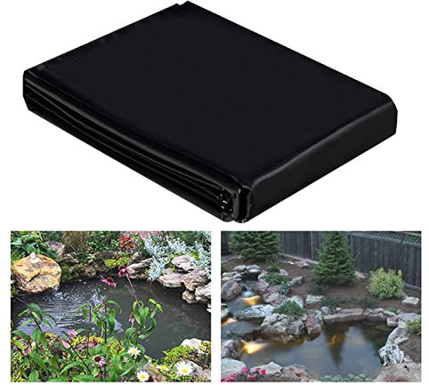 RUCRAK Teichfolien Zuschnitt HDPE,0,2mm Schwimmteich Folie Gartenteich Teichplane ​Schwarz,für Teichbau, Garten- und Teichzubehör (Size : 4x6m/13x19.6ft)