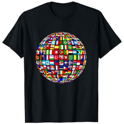 Drapeaux de pays pour garçons, cartes du monde pour enfants, cartes du monde pour enfants. T-Shirt