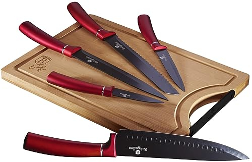 Berlinger Haus - BH/2552A - Set von 6 PC -Messern mit Bambusschneidebrett, Bordeaux