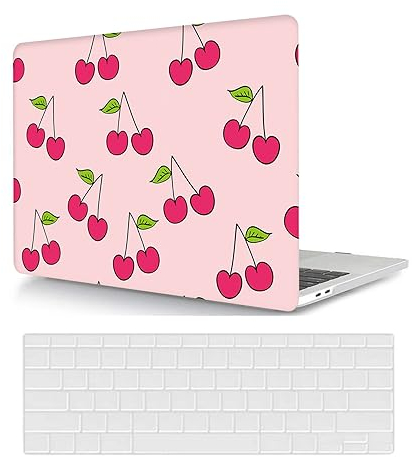 Laptop Hülle für Neues MacBook Pro 13 Zoll Modell A1706 A1708 A1989 A2159 A2251 A2289 A2338 M1 2020 2019 2018 2017 2016 Freisetzung, Plastik Hartschale Case Cover & Tastaturschutz, Rosa Kirsche