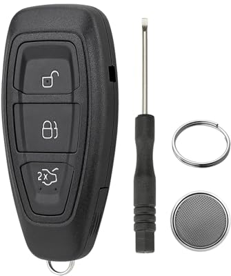 Schlüsselgehäuse 3 Taste für Ford Transit Custom Connect Focus Mondeo Fiest Galaxy Kuga Mk4 Mk8 Fiesta C-Max 2 Kuga 2 S-Max 2 Ecosport Galaxy mit Schraubendreher Schlüsselring CR2032 Batterie