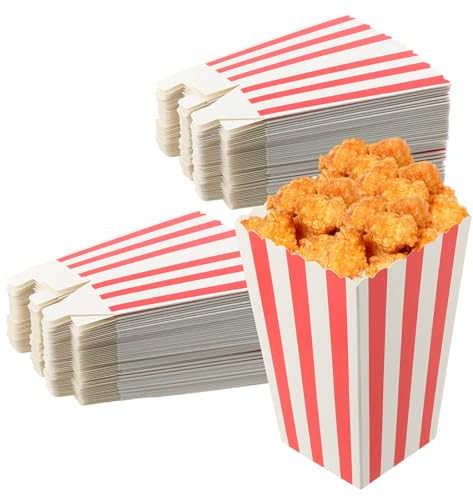 NAMYEUT 100 Stück Popcorn Tüten Rot Weiß, Popcorn Boxen, Papiertaschen für Party Snacks, Süßigkeiten, Popcorn
