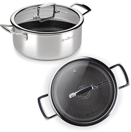 ROSMARINO HexaPRO 2.0-28 cm Edelstahl Wok – Premium Antihaft Beschichtung, ofenfest – Ideal für vielseitiges Kochen