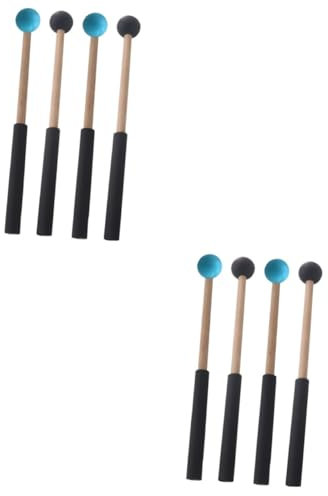 ibasenice 4 Pairs Drumstick Rubber Xylophone Mallets Bell Kit Mallets Steel Tongue Drum Finger Picks Chimes Instrument Percussion Drum Mallets Music Accessories Percussion Stick Classic Wood