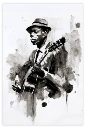Jdekaec Robert Johnson Portrait-Leinwand-Poster, Schlafzimmer-Dekor, Sportlandschaft, Büro, Raumdekoration, Geschenk, ungerahmt, 30 x 45 cm