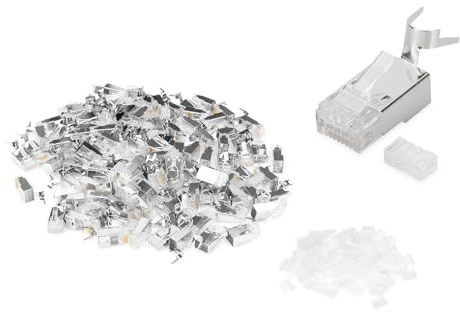 DIGITUS Cat 6A Crimpstecker – 100 Stück – RJ45 Netzwerkstecker – Geschirmt | Für Cat6A Netzwerkkabel, Verlegekabel & PoE Ethernet LAN Kabel – 10GBase-T – 8P8C – AWG 23/1 bis AWG 22/1