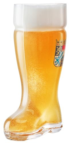 Burns Glass Das Boot Beer Glass for Oktoberfest, 1.35 Liter Large Beer Mug, Funny Restaurants German Stein Beer Glasse Great Bachelor Party Gift, Set of 1
