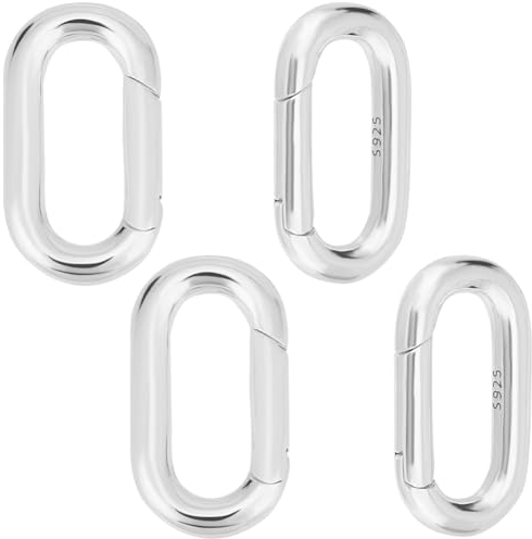 Beebeecraft 2Pcs 925 Sterling Silver Spring Oval Ring 17x9.5x2.5mm Spring Gate Ring Keychain Round Snap Clasps for Jewellery Making Accessories DIY Crafts Inner Diameter:12.5x4.5mm