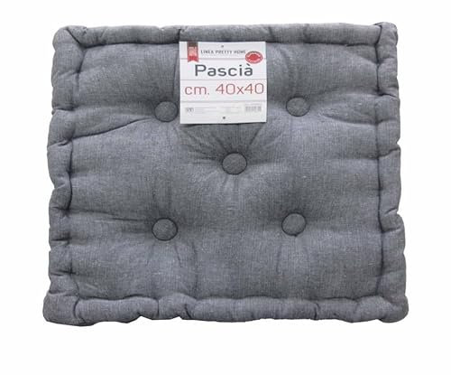 GBiancheria Cuscino Arredo MATTONELLA 40x40 Tinta Unita Trapuntato con Bottoni Fouton (Piombo)