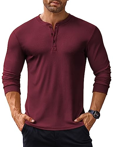 COOFANDY Langarmshirts für Herren Henley Shirt Langarm Shirts | Longsleeve Tshirt mit Knopfleiste, Henleyshirt, Henley Tshirt Langarm Shirts, Gerippt Henley Pullover